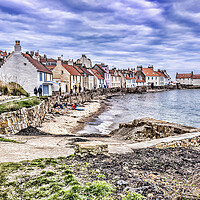 Buy canvas prints of Colourful Seahouses at Pittenweem by Valerie Paterson