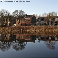 Buy canvas prints of Reflection On Waterside In Irvine by Valerie Paterson