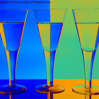 Buy canvas prints of Blue & Orange Wine Glasses by Valerie Paterson