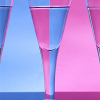 Buy canvas prints of Pink & Blue Wine Glasses by Valerie Paterson