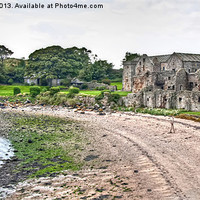 Buy canvas prints of Inchcolm Abbey & Beach by Valerie Paterson