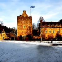 Buy canvas prints of Dean Castle in Winter by Valerie Paterson