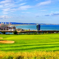Buy canvas prints of Golf At Aberdeen Harbour by Valerie Paterson