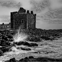 Buy canvas prints of Portencross Castle by Valerie Paterson