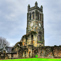 Buy canvas prints of Kilwinning Abbey Clock Tower by Valerie Paterson