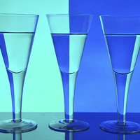 Buy canvas prints of Three Wine Glasses in Blue by Valerie Paterson