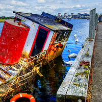 Buy canvas prints of Shipwreck on Irvine Harbour by Valerie Paterson