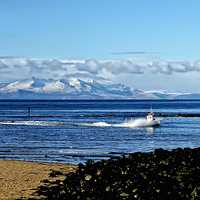 Buy canvas prints of Snow on Arran Hills by Valerie Paterson