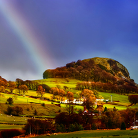 Buy canvas prints of Rainbow Over Loudon Hill by Valerie Paterson