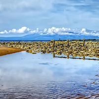 Buy canvas prints of Ayrshire Beach and Arran View by Valerie Paterson