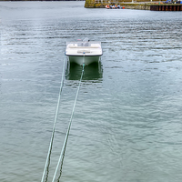 Buy canvas prints of Single Boat on Stonehaven Harbour by Valerie Paterson