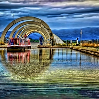 Buy canvas prints of Falkirk Wheel Canal  by Valerie Paterson