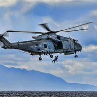 Buy canvas prints of Royal Navy Helicopter by Valerie Paterson