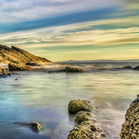 Buy canvas prints of Portencross to Arran  by Valerie Paterson