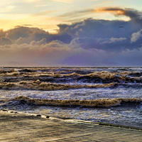 Buy canvas prints of Rough Sea in Irvine  by Valerie Paterson