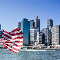 Buy canvas prints of American Flag in NYC by Valerie Paterson