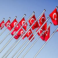 Buy canvas prints of Turkish Flags by Valerie Paterson