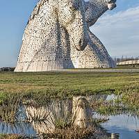 Buy canvas prints of Kelpies Reflection by Valerie Paterson