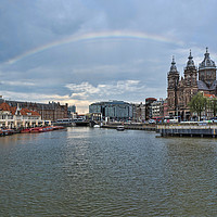 Buy canvas prints of Rainbow over Amsterdam by Valerie Paterson