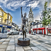 Buy canvas prints of Bobby Lennox Sculpture by Valerie Paterson