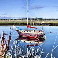 Buy canvas prints of Irvine Harbour Boat Reflection by Valerie Paterson
