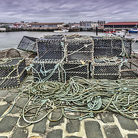 Buy canvas prints of Lobster Pots Arbroath by Valerie Paterson