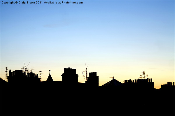 Silhouetted Rooftops at Dusk Picture Board by Craig Brown