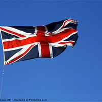 Buy canvas prints of Union Jack on blue sky by Craig Brown
