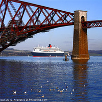 Buy canvas prints of Queen Mary2 at Forth Bridge by Craig Brown