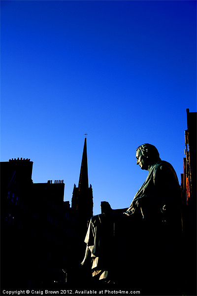 David Hume statue, Edinburgh Picture Board by Craig Brown