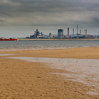 Buy canvas prints of Ship passing Redcar steelworks by Gary Eason