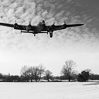 Buy canvas prints of Nearly home - Lancaster limping back in winter B&W by Gary Eason