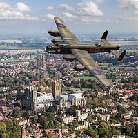 Buy canvas prints of Lancaster AR-L over Lincoln  by Gary Eason