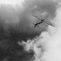 Buy canvas prints of Hawker Hurricane sunset roll, B&W version by Gary Eason