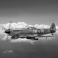 Buy canvas prints of 322 Squadron Polly Grey Spitfire TD322 B&W version by Gary Eason