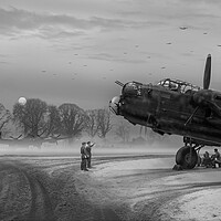 Buy canvas prints of Time to go: Lancasters on dispersal B&W version by Gary Eason