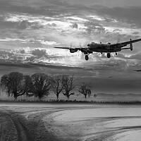 Buy canvas prints of Lancasters morning return, B&W version by Gary Eason
