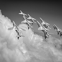 Buy canvas prints of Red Arrows sky high, B&W version by Gary Eason