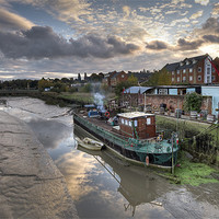 Buy canvas prints of Hythe Quay houseboat, Colchester by Gary Eason