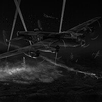 Buy canvas prints of 428 Squadron Lancasters in action, B&W version by Gary Eason