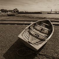 Buy canvas prints of Beached rowing boat, West Mersea by Gary Eason