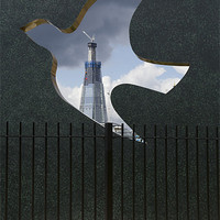 Buy canvas prints of Shard from Wapping memorial by Gary Eason