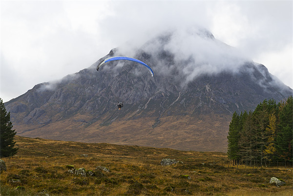 Paraglider at Stob Dearg Framed Mounted Print by Gary Eason