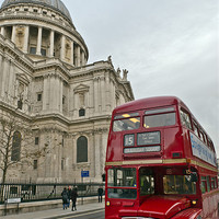 Buy canvas prints of London red bus and St Paul's by Gary Eason