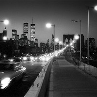 Buy canvas prints of Brooklyn Bridge at dusk 1980s by Gary Eason