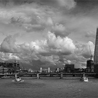 Buy canvas prints of The Shard and the Thames at Southwark by Gary Eason