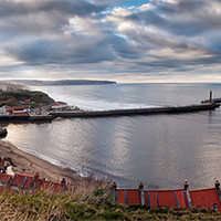 Buy canvas prints of Whitby harbour panorama by Gary Eason