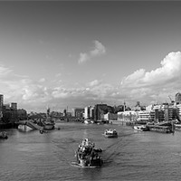Buy canvas prints of View from Tower Bridge black and white by Gary Eason