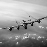 Buy canvas prints of Lone Lancaster black and white version by Gary Eason