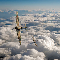 Buy canvas prints of Spitfires turning in by Gary Eason